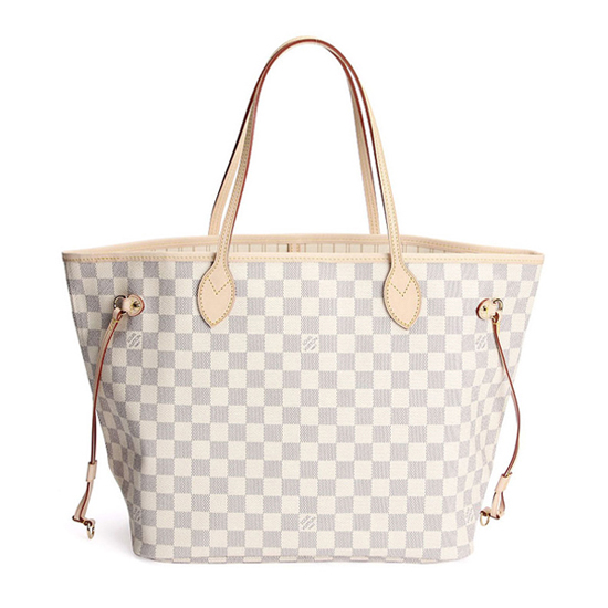 Louis Vuitton N51107 Neverfull MM Shoulder Bag Damier Azur Canvas Louis Vuitton N51107 Neverfull MM Shoulder Bag Damier Azur Canvas