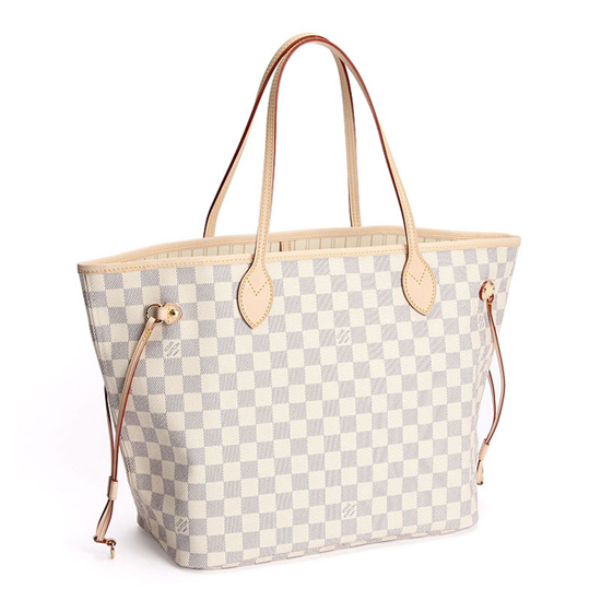Louis Vuitton N51107 Neverfull MM Shoulder Bag Damier Azur Canvas Louis Vuitton N51107 Neverfull MM Shoulder Bag Damier Azur Canvas