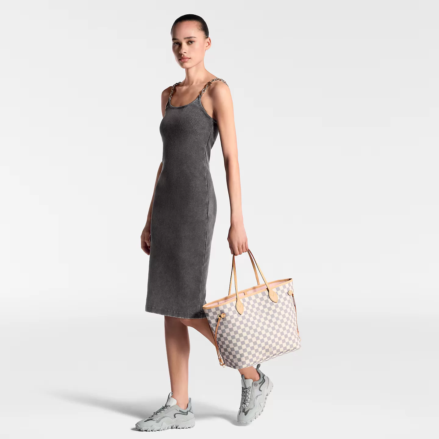 Louis Vuitton N40603 Neverfull MM Rose Ballerine Damier Azur Canvas Louis Vuitton N40603 Neverfull MM Rose Ballerine Damier Azur Canvas