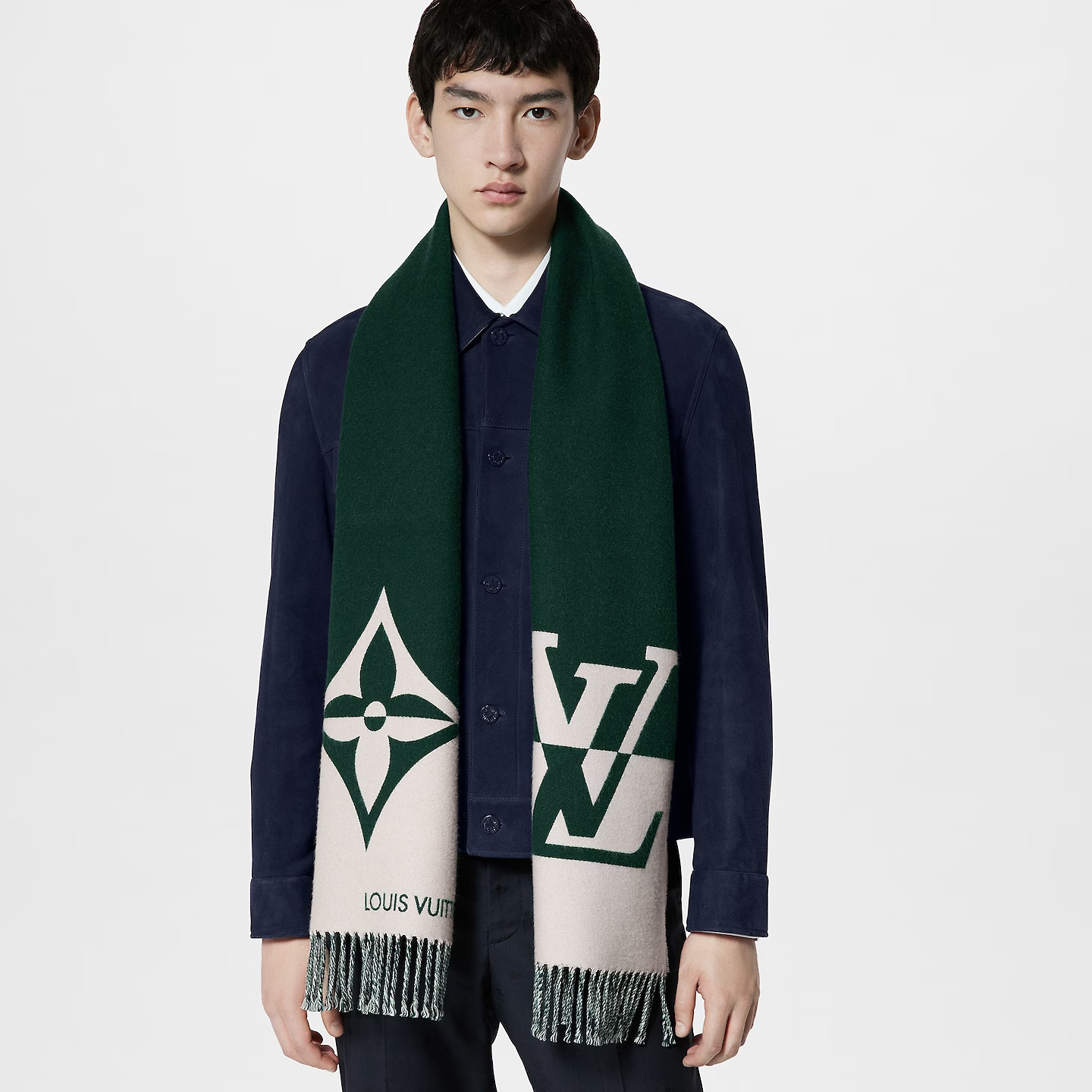 Louis Vuitton Dark Green M79139 Graphic Dual Scarf Louis Vuitton Dark Green M79139 Graphic Dual Scarf