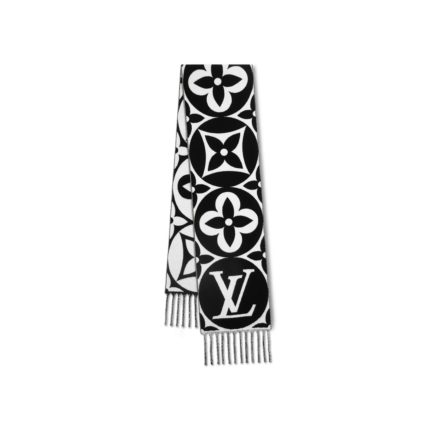 Louis Vuitton Black M79212 FLIGHT MODE LV Medallion Scarf Louis Vuitton Black M79212 FLIGHT MODE LV Medallion Scarf
