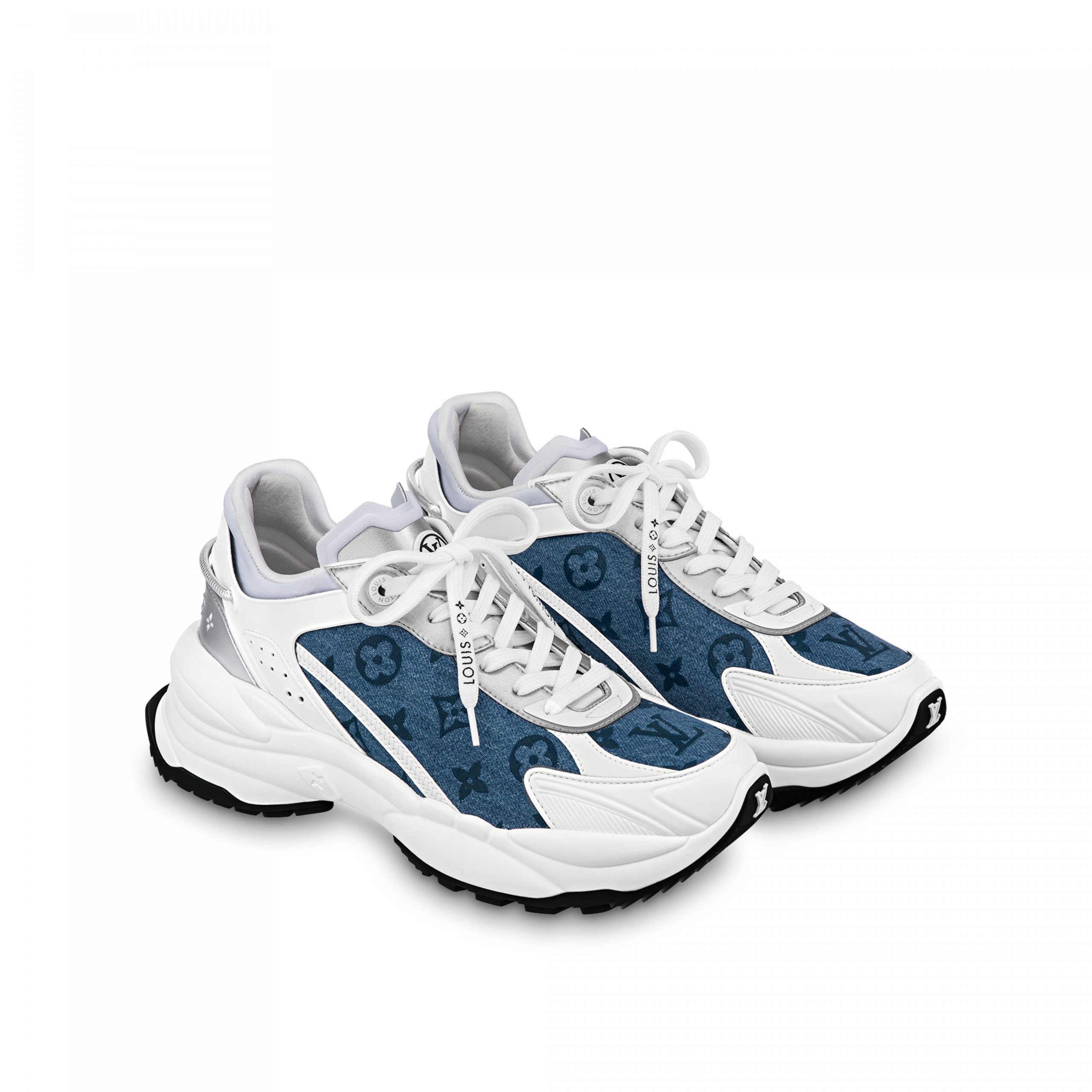 Louis Vuitton LV Run 55 Sneaker Monogram denim Blue 1ABHQR Louis Vuitton LV Run 55 Sneaker Monogram denim Blue 1ABHQR
