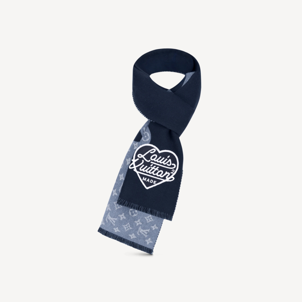 Louis Vuitton x Nigo MP3255 Monogram Drip Blue Scarf Louis Vuitton x Nigo MP3255 Monogram Drip Blue Scarf