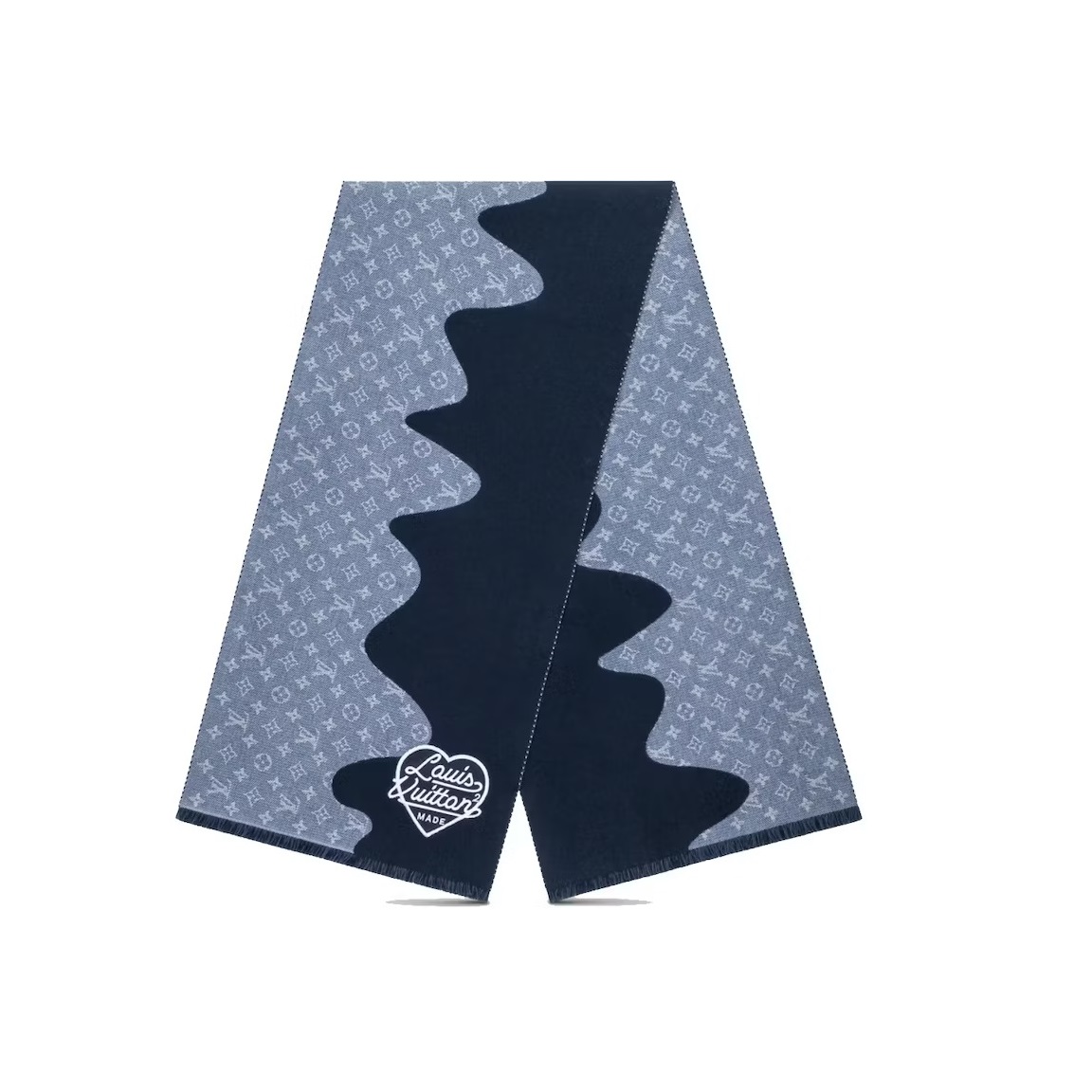 Louis Vuitton x Nigo MP3255 Monogram Drip Blue Scarf Louis Vuitton x Nigo MP3255 Monogram Drip Blue Scarf