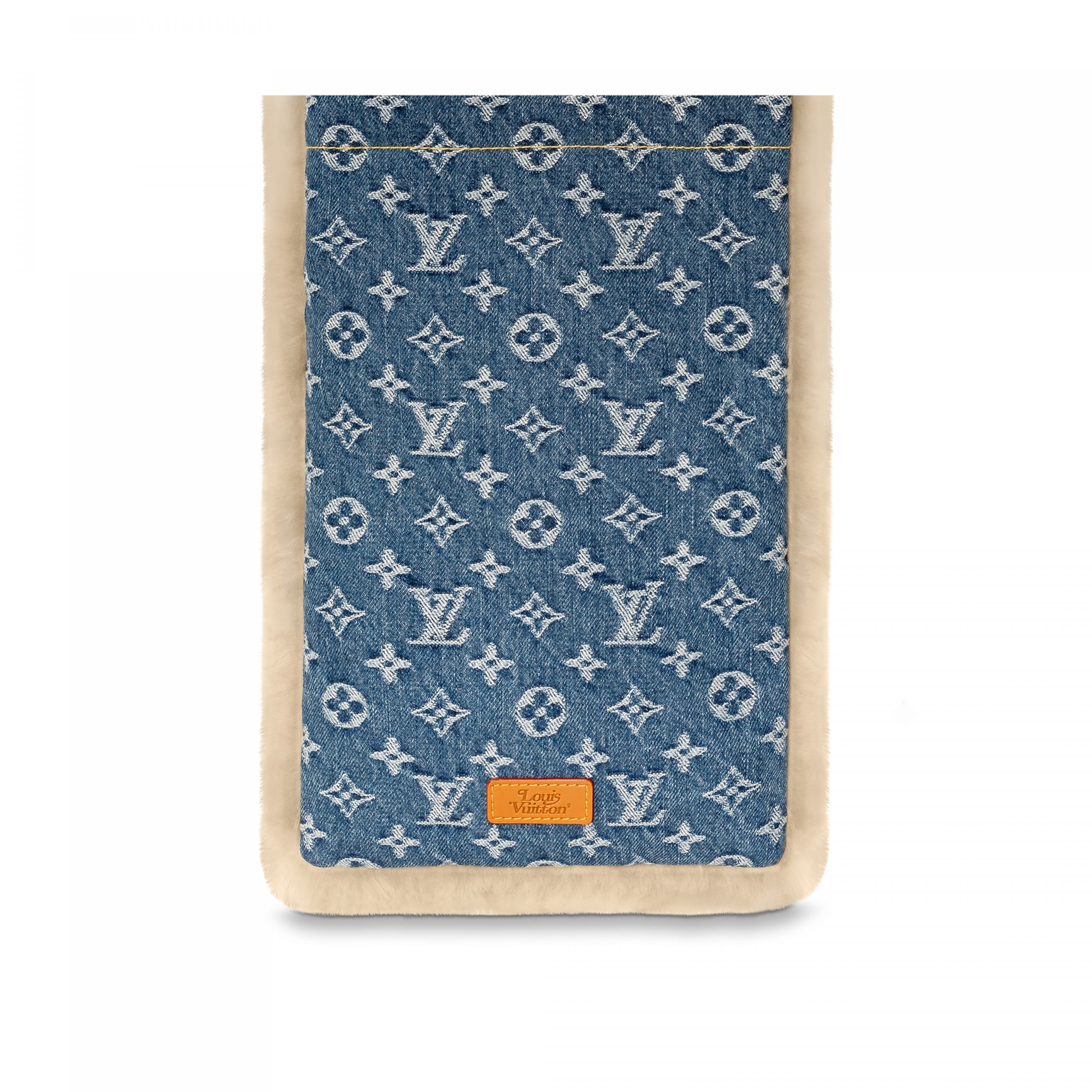 Louis Vuitton MP2703 Blue Shearling Denim Scarf Louis Vuitton MP2703 Blue Shearling Denim Scarf