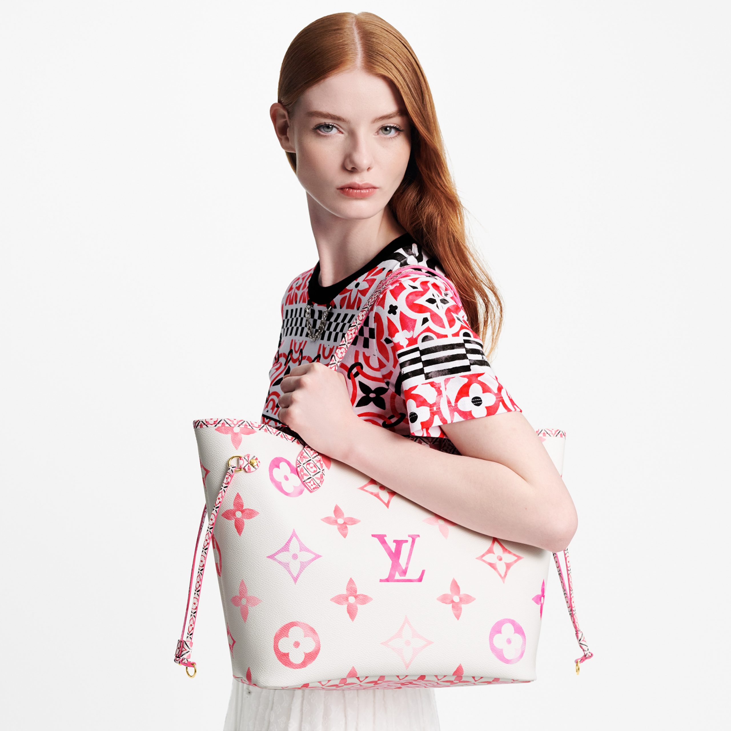 Louis Vuitton M22980 Neverfull MM Pink Monogram Louis Vuitton M22980 Neverfull MM Pink Monogram