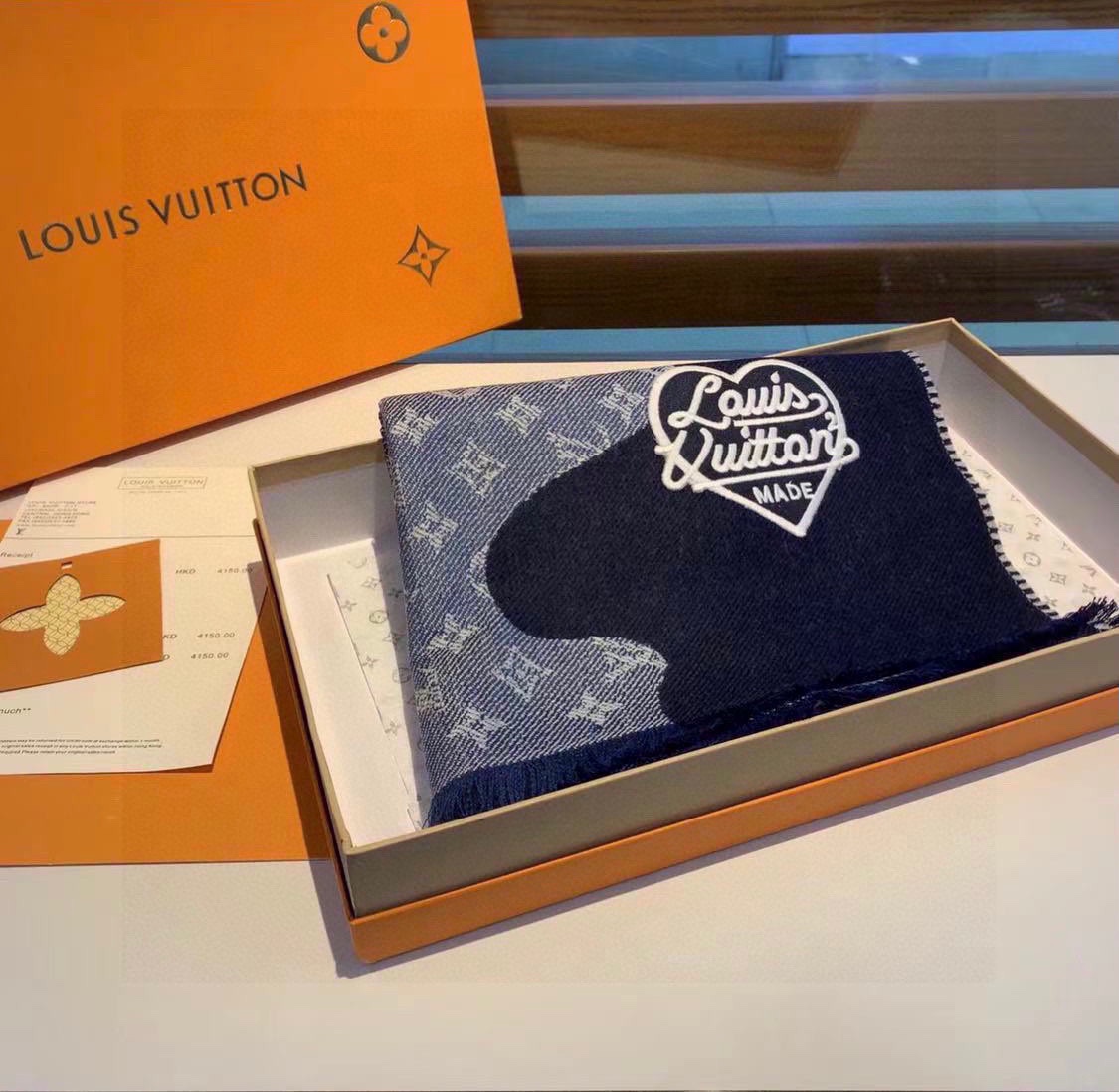Louis Vuitton x Nigo MP3255 Monogram Drip Blue Scarf Louis Vuitton x Nigo MP3255 Monogram Drip Blue Scarf