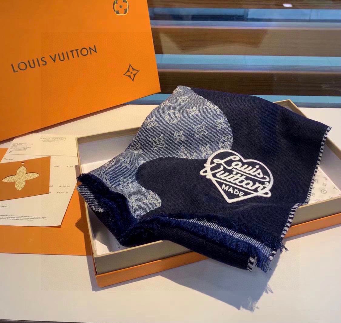 Louis Vuitton x Nigo MP3255 Monogram Drip Blue Scarf Louis Vuitton x Nigo MP3255 Monogram Drip Blue Scarf
